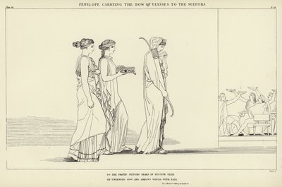 Penélope llevando el arco de Ulises a los pretendientes de John Flaxman